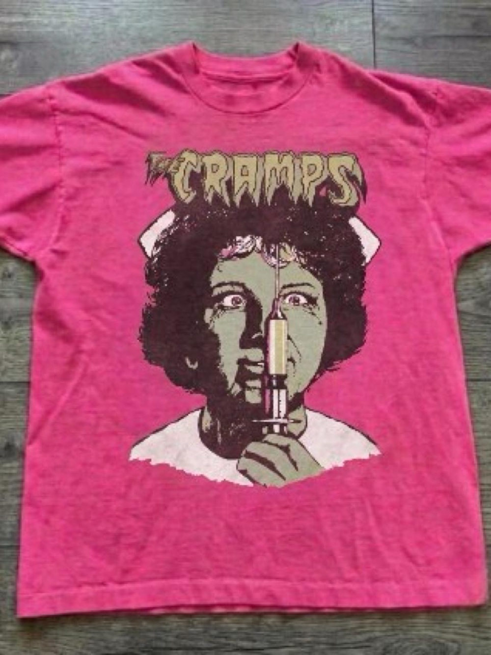 Gildan Men's Graphic Tee in Bright Pink - The Cramps Artwork